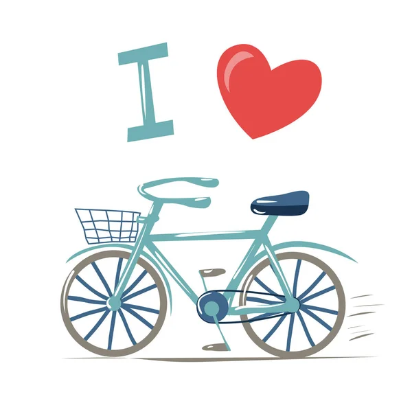 Ručně tažené typografický plakát "Miluji své jízdní kolo" — Stockový vektor