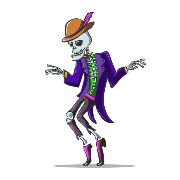 Tecknade sceleton danser. Halloweenmotiv. — Stock vektor