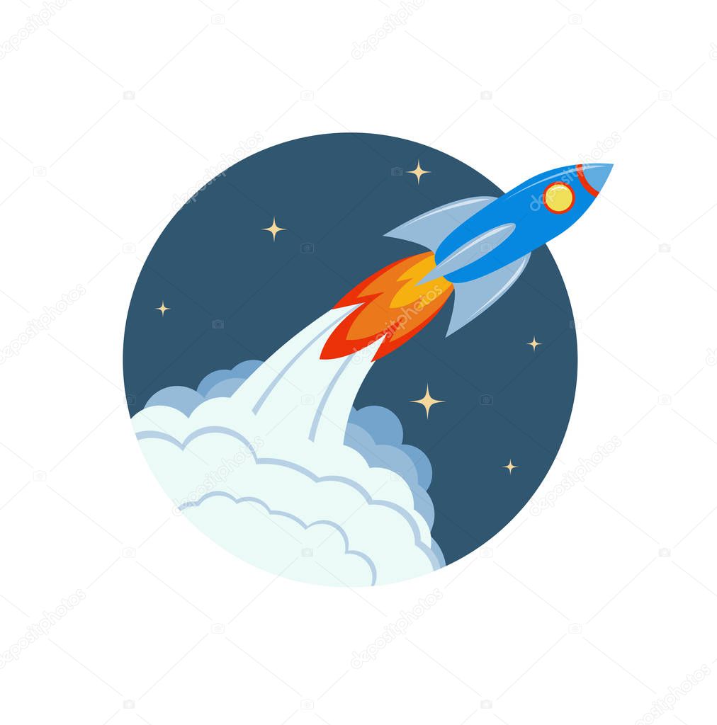 Flying rocket as business startup concept