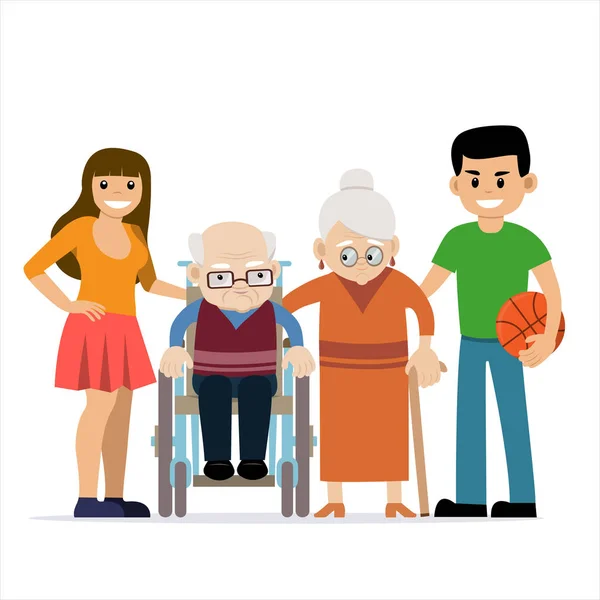 Família feliz com avós —  Vetores de Stock