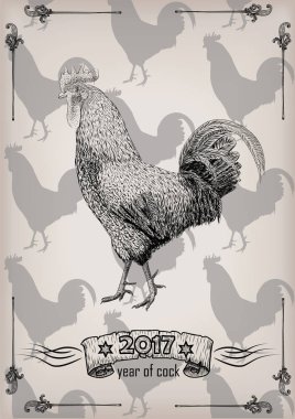Horoz kırmızı horoz tavuk horoz yeni yıl sembolü 2017 grafik c