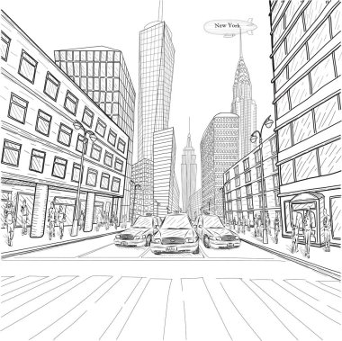 Londra New York şehir manzarası bina Empire State Chrysler Binası