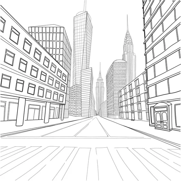Londres New York ville bâtiments rue paysage — Image vectorielle