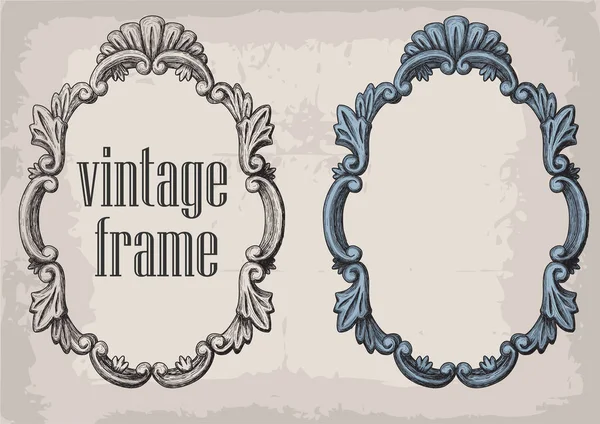 Set of vector hand drawn vintage frames. Collection of retro style design elements, postcard, banners, logos. Vector template — Stock Vector