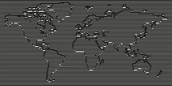 Vektorblank graue lineare Weltkarte. Schwarz-weiß erstellbare Linien Weltkarte flache Erde Graphik Weltkarte Illustration. — Stockvektor