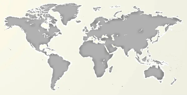 Vector em branco O papel cinzento recortou mapa do mundo semelhante isolado sobre fundo branco. Monocromático Worldmap modelo website design cover, annual reports infographics Flat Earth Graph World map illustration . —  Vetores de Stock