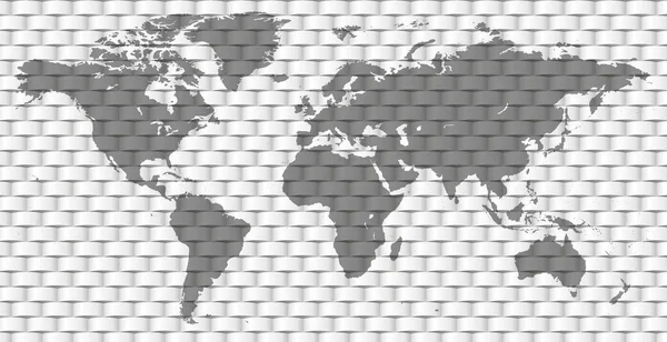 Vektor blank dunkelgrau, verflochten, Papierstreifen gebunden Muster ähnlich Weltkarte Hintergrund. Monochrome Weltkarte Vorlage Website-Design-Cover-Berichte Infografiken. schöne Illustration der Weltkarte. — Stockvektor