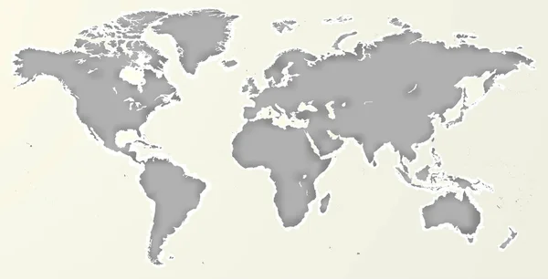 Vector Blank Papel gris recortado similar Mapa del mundo aislado sobre fondo blanco. Monochrome Worldmap plantilla página web diseño cubierta, informes anuales infografías Flat Earth Graph World mapa ilustración . — Archivo Imágenes Vectoriales