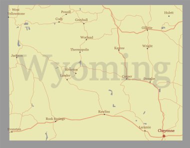 Wyoming vector State Map with Community Assistance and Activates Icons Original pastel Illustration isolated on gray background clipart