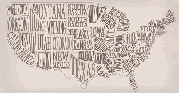 Mapa de EE.UU. decorativo alto detallado similar en blanco del backgrou — Archivo Imágenes Vectoriales