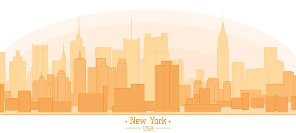 Lineaire banner van New York city gebouwen monumenten dag skyline s — Stockvector