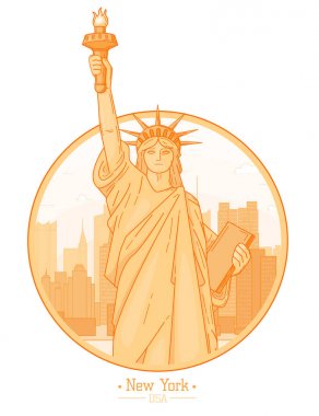 New York city skyline binalar yerlerinden Özgürlük Anıtı'nın symb