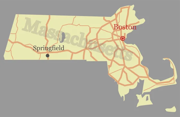 Massachusetts vector staat kaart met bijstand van de Gemeenschap en Act — Stockvector