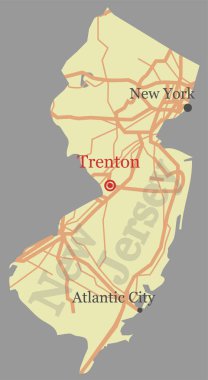 New Jersey vector accurate high detailed State Map with Communit clipart
