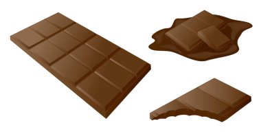 Çikolata bar, 3 boyutlu çizilmiş sopa. Vektör sanat gösterim amacıyla fo