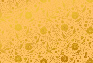 Vektör sorunsuz çiçek desenli tasarım elle çizilmiş: altın haşhaş