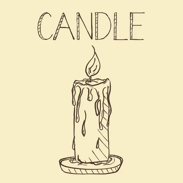 Candlelight Line Art, un vector dibujado a mano ilustración decorativ — Vector de stock