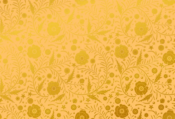 Diseño de patrón floral sin costura vectorial dibujado a mano: amapolas doradas — Archivo Imágenes Vectoriales