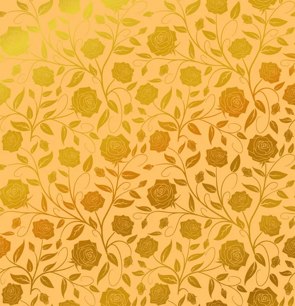 Vektor nahtlose Blumenmuster von Hand gezeichnet: goldene Rosen w — Stockvektor