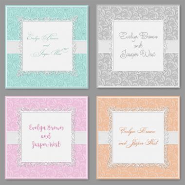 Vektör zarif düğün davetiyesi ayarlayın. Güzel şık kartları w