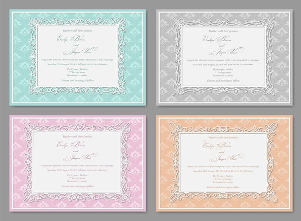 Vector uppsättning bröllopinbjudningar, vykort, gratulationskort, ph — Stock vektor