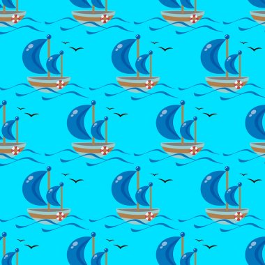 Tekne seamless modeli. Vektör çizim.