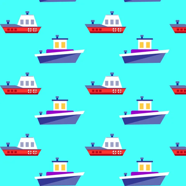 Ship seamless pattern. Animation. Vector illustration. — Stock Vector