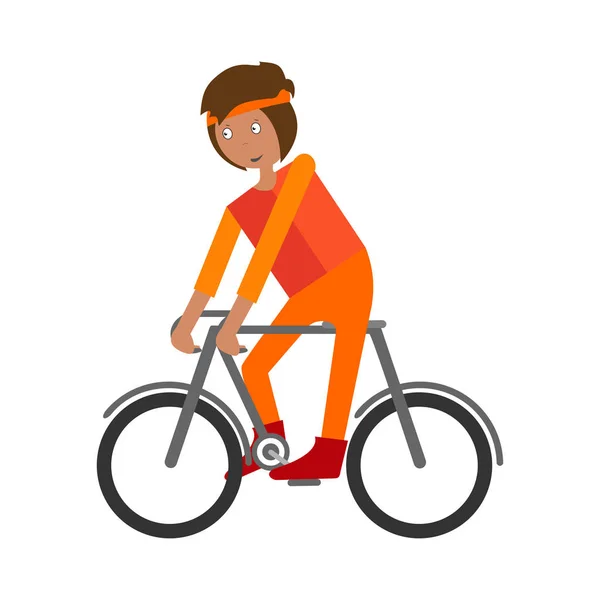 Bisikletçi. Bisikletteki çocuk. Beyaz arka plan üzerinde izole vektör çizim. — Stok Vektör