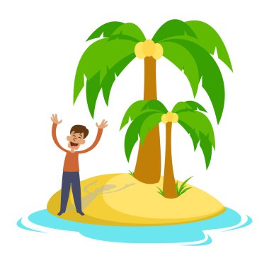 Issız bir adada insanlar. Bir yardım çığlığı.