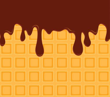 Gofret. Gözleme çikolata şurubu ile drizzled.