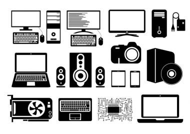 Web siteleri, akıllı telefonlar ve tabletler için uygulamaları için elektronik cihaz simgeler. Icons set. 