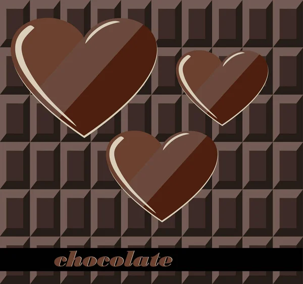 Chocolade en chocolade harten. Vectorillustratie. — Stockvector