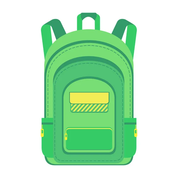 Rucksack. Schulranzen. die Schultasche ist grün. — Stockvektor