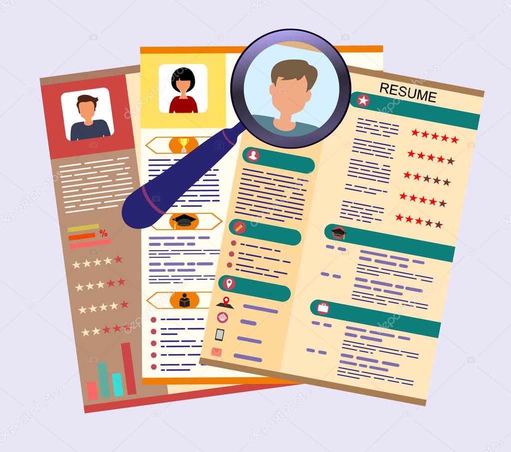 CV. Resume template design with profile photo CV icon.