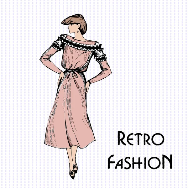 Menina em estilo retro . —  Vetores de Stock