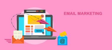 Pazarlama kavramı vektör çizim, düz stil e-posta