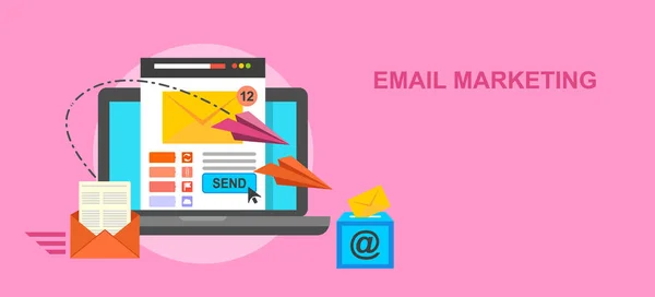 Email marketing concetto di illustrazione vettoriale, stile piatto — Vettoriale Stock