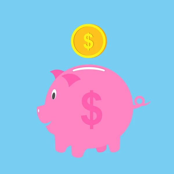 Piggy bank com ilustração vetorial de moeda. Economia de ícone ou acumulação de dinheiro, investimento. Banco piggy ícone em um estilo plano . —  Vetores de Stock