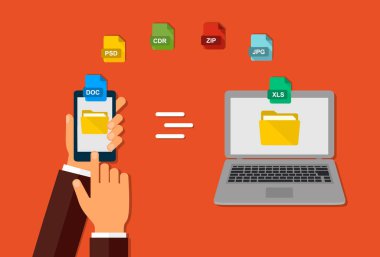Veri aktarımı. Dosya biçimi. El ile belgili tanımlık telefon. Belgeleri smartphone--dan belgili tanımlık laptop için göndermek.