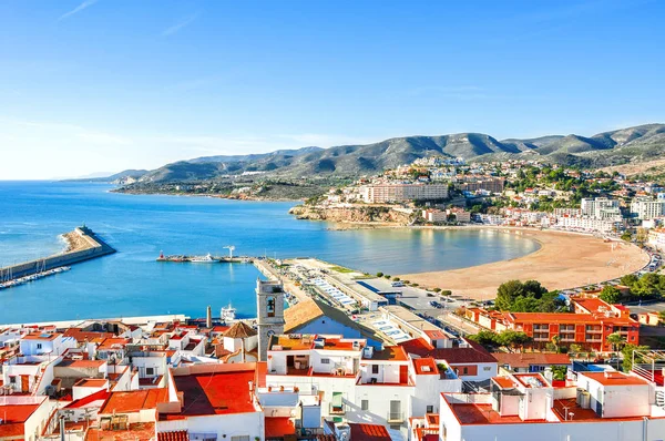 Espanha. Valência, Peniscola. Vista do mar a partir de uma altura do Castelo do Papa Luna — Fotografia de Stock