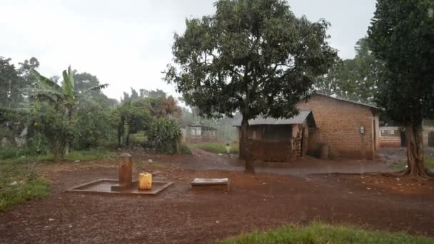 Straatbeeld in de regen in Oeganda — Stockvideo