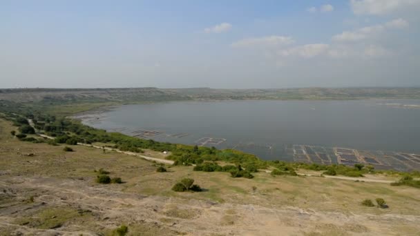 Salt production scenery around the Kazinga Channel — Stock Video