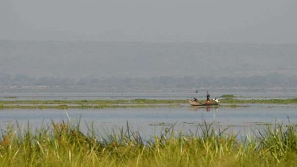 Fischer auf ihrem Boot im Murchison Falls Nationalpark — Stockvideo
