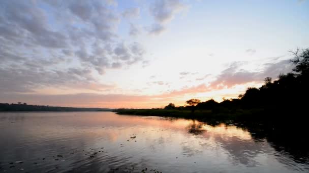 Sunrise Uganda Nil Nehri üzerinde — Stok video