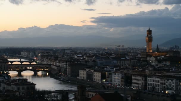 Widok na zachód słońca Florencji — Wideo stockowe