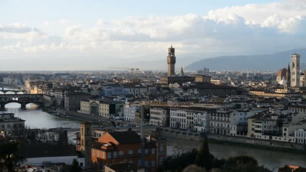 Blick auf Florenz bei Sonnenuntergang — Stockvideo