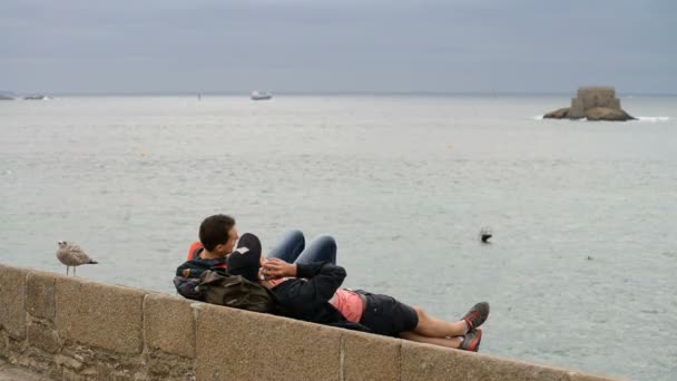 Festung auf Gezeiteninsel Petit be — Stockvideo