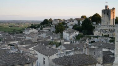 görünümü, ortaçağ şehir, Saint Emilion Fransa 