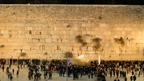 Muralla occidental en la ciudad vieja de Jerusalén — Vídeo de stock