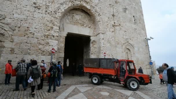 Zion porten i den gamla staden Jerusalem — Stockvideo